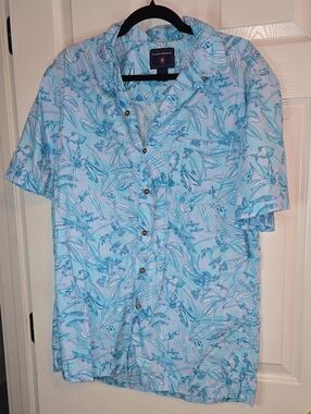 Saddlebred Light Blue & White Floral Camp Shirt